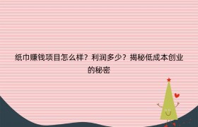 纸巾赚钱项目怎么样？利润多少？揭秘低成本创业的秘密